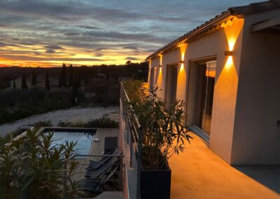 Terrasse au coucher de soleil